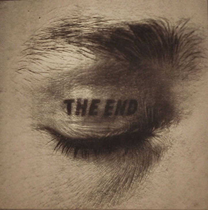 "The End" - Tatouage de paupière de Timm Ulrichs réalisé par "Tattoo Sany" aka Horst Heinrich Streckenbach