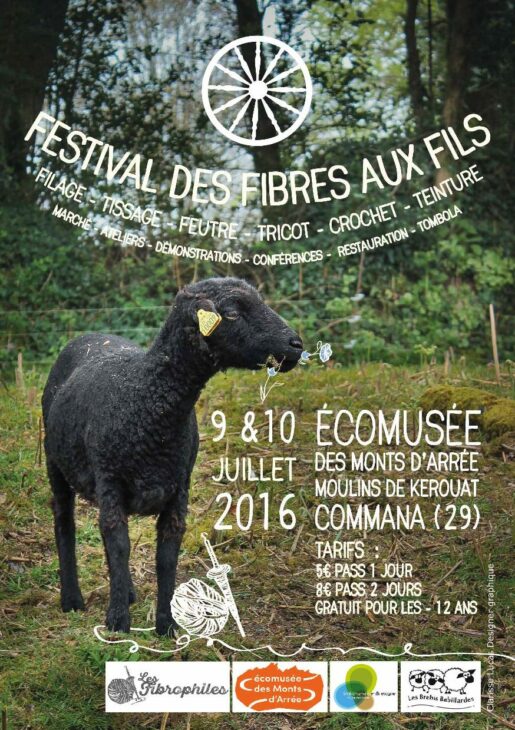 L'affiche "Des Fibres au Fil", festival de laine, tricot etc dans les Monts d'Arrée en Bretagne