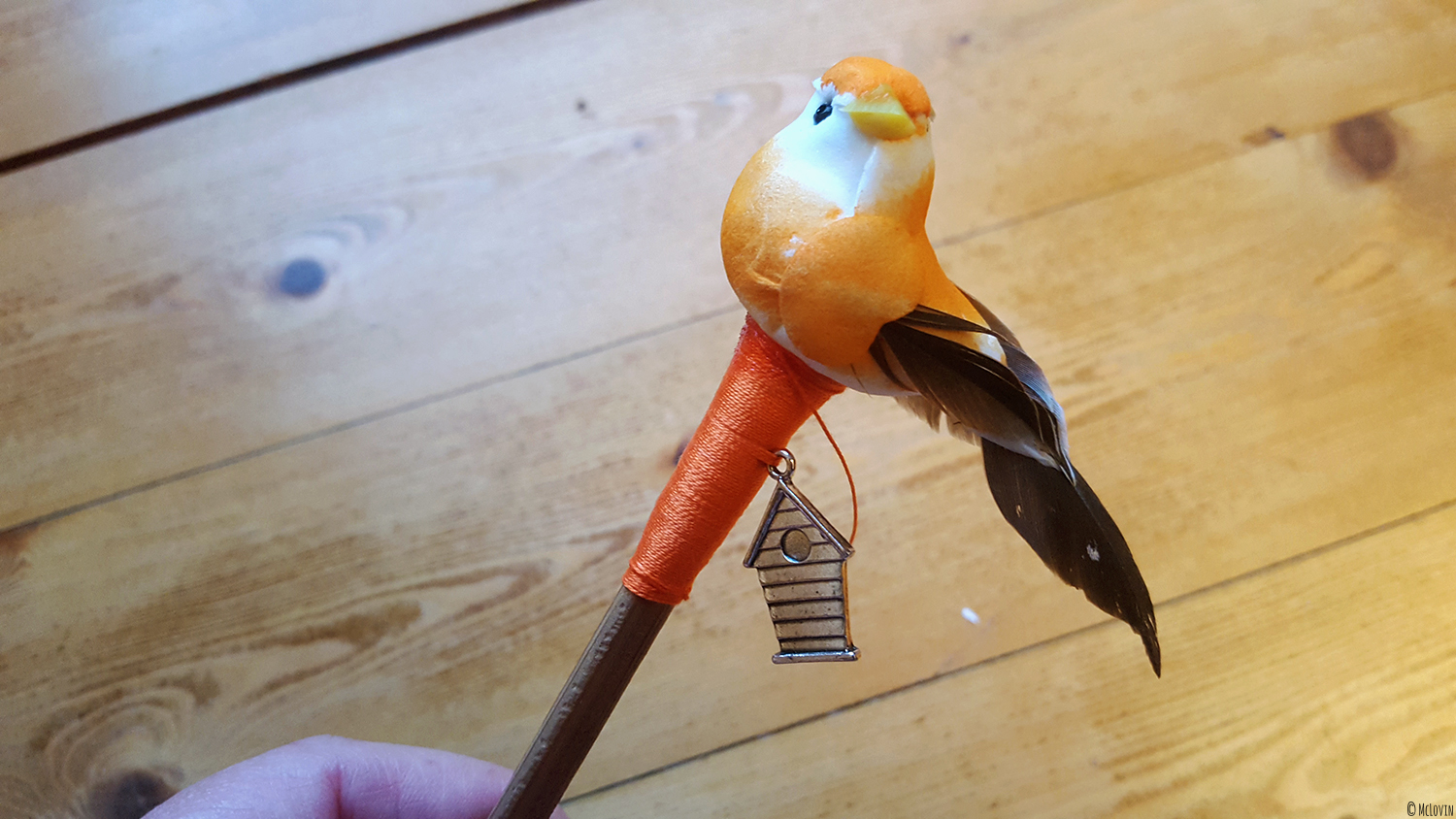 Le pique à cheveux oiseau fait main DIY de McLovin terminé et prêt à être utilisé !
