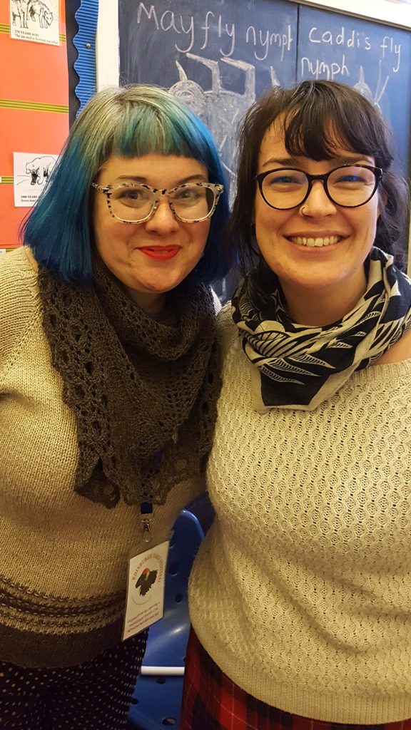 Karie Westermann et moi pendant un atelier du Edinburgh Yarn Festival, festival de tricot d'Edimbourg en Ecosse en 2018.